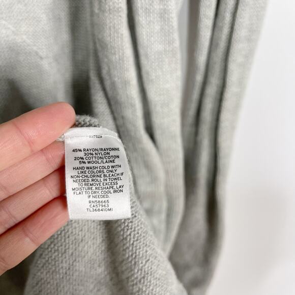 Leith M Heather Gray Cotton Wool Blend Open Front Long Length Cardigan Sweater - Picture 10 of 10